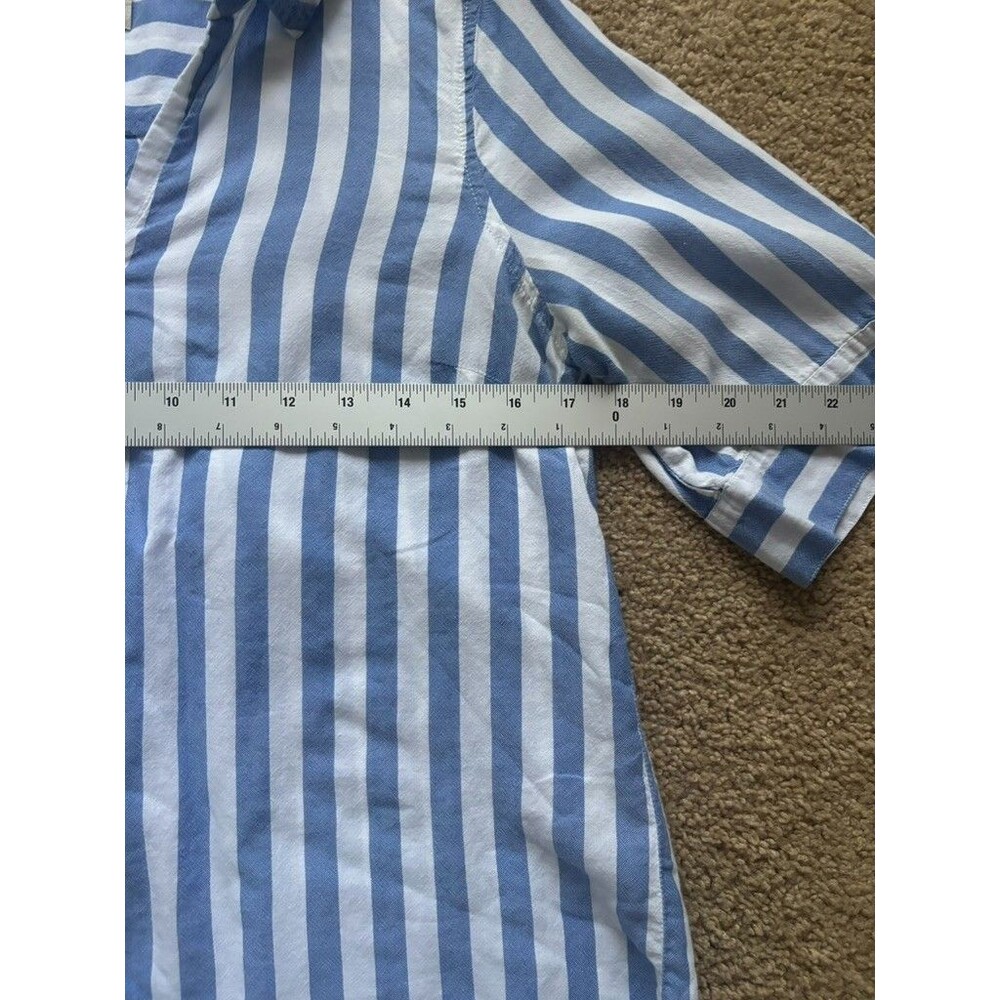 J. Crew Classic Fit Shirt Tall Small Striped Blue White Cotton Short Sleeve - Picture 5 of 6